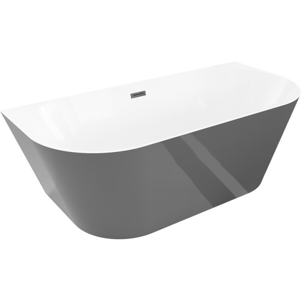 MEXEN/S - Oval Sim voľne stojaca vaňa nástenná 170 x 80, biela/sivá, sifón a prepad čierna 52661708062-70
