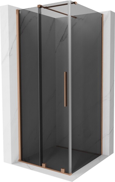 MEXEN/S - Velár sprchovací kút, posuvné dvere 90 x 90, grafit, meď kartáčovaná 871-090-090-41-65