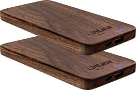 InLine 2er InLine® woodprokove, USB Powerbank 5.000mAh, mit LED Status Anzeige, Echtholz