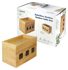 LogiLink Krabica na organizáciu káblov bambusová / Krabica na organizáciu káblov / 255 x 140 x 165 mm (KAB0076)