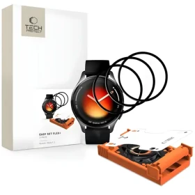 Tech-Protect Easy Set Flex+ pre XIAOMI Watch 5 čierna / Ochranné sklo na hodinky / Hybridné sklo / 3 ks