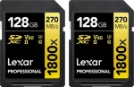 Lexar Professional 1800x SDXC 128GB (2ks) / Pamäťová karta / čítanie: 270 MB/s / zápis: 180 MB/s / UHS-II U3 / Class 10 (LSD1800128G-B2NNG)