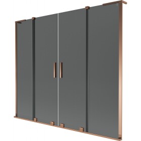 MEXEN/S - Velar L Duo dvojkrídlová posuvná vaňová zástena 170 x 150, grafit, ružové zlato 896-170-003-42-60