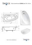 BESCO - Asymetrická vaňa CORNEA - Nožičky k vani - S nožičkami, Rozmer vane - 150 × 100 cm, Spôsob prevedenia - Ľavé VANCOR150L+OLVPINOZ
