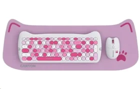 Canyon Kitty edícia HSET- W6 ružová / bezdrôtový SET CS klávesnica + optická myš + ochranné púzdro + podložka (CNS-HSETW6PK-CS)