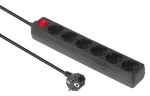 MicroConnect Predlžovačka 6x Schuko s vypínačom čierna / Predlžovací kábel / 1,5 m / 16 A / 250 V (MC-GRU00615BS)