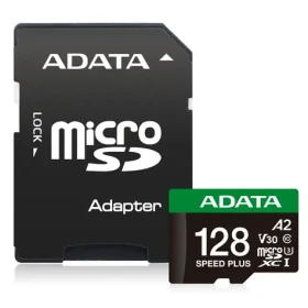 ADATA Speed PLUS microSDXC 128 GB + adaptér / Pamäťová karta / UHS-I U3 V30 A2 / R: 180 MB/s / W: 160 MB/s (UD128GUI3V30A2SP-RA1)