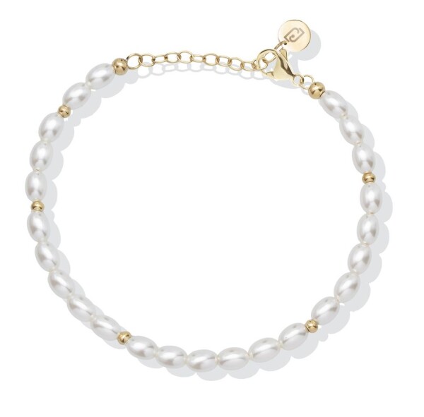 Liu Jo Oceľový náramok na nohu so syntetickými perlami LJ2848