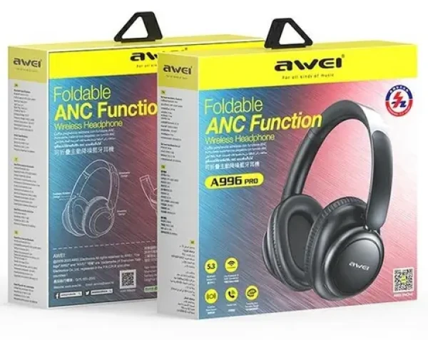 Awei A996 Pre čierna / Slúchadlá cez hlavu / ANC / Bluetooth 5.3 / 40mm / AUX / microSD (A996 Pro)