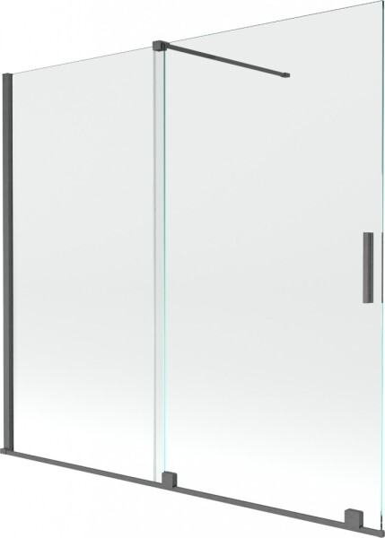 MEXEN/S - Velar Dvojkrídlová posuvná vaňová zástena 170 x 160, transparent, šedá kartáčovaná 896-170-000-01-66