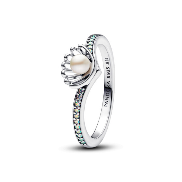Pandora Strieborný prsteň Lastúra princeznej Ariel Disney 193654C01 58 mm