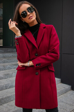 Dámsky kabát PLA0012 Bordeaux - Roco Fashion 46 bordó