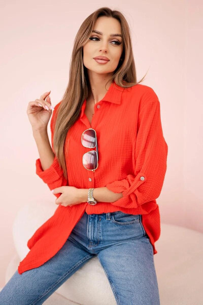 Dámska mušelínová košeľa 208 Červená - K-Fashion UNI červená