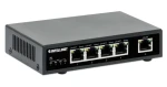 Intellinet 5-portový Gigabit PoE+ switch / Switch / 5x Gigabit RJ45 / 4X PoE+ porty / 62 W / kovové telo (561839)