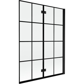 MEXEN - MIST vaňová zástena 130x150 cm 6mm 2-s, čierna, dekor, pravá 8A9-130-002-70-77-P