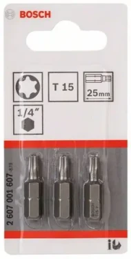 BOSCH 2607001607 / Extra-Hard súprava bitov T15 25 mm 3 ks (2607001607)