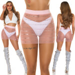 Sexy Koucla Mesh Mini Skirt with glitter / Cover-Up white M