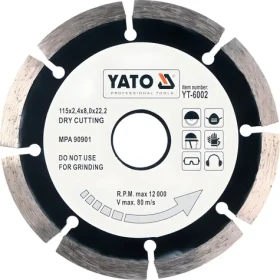 YATO Kotúč diamantový rezný 115x22,2 mm / Kotúč rezný / Hrúbka 2,1 mm