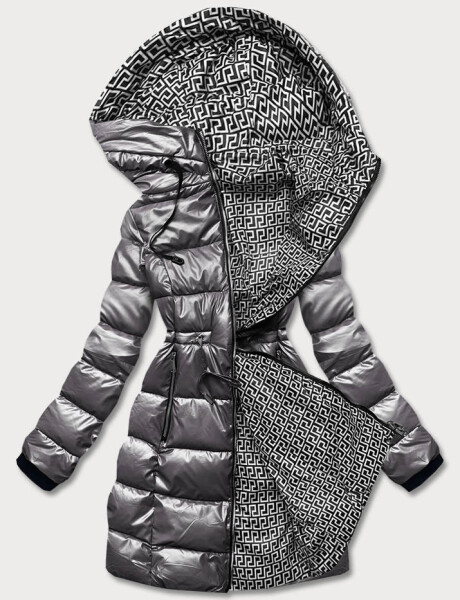 Šedá obojstranná dámska metalická bunda (R8070) odstíny šedé XL (42)