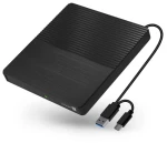 Connect IT CFF-1030-BK 3v1 SlimDrive čierna / Externá CD/DVD mechanika / USB-C + USB-A (CFF-1030-BK)