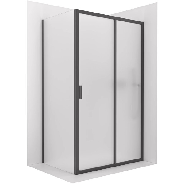 CERANO - Sprchovací kút Varone LINE Ľ/P - 6 mm - čierna matná, mliečne sklo - 90x70 - posuvný CER-DY505-9106