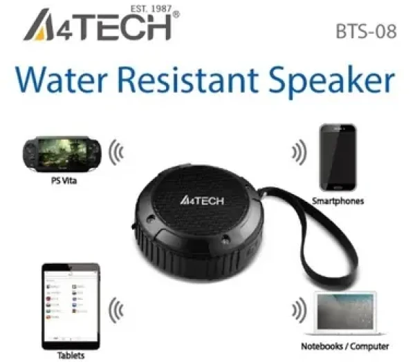 A4Tech BTS-08 / vodotesný Bluetooth 4.0. reproduktor / čierny (BTS-08)