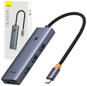 Baseus UltraJoy Rozbočovač 4v1 USB-C na 4xUSB 3.0 sivá (B0005280A813-03)