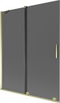 MEXEN/S - Velar dvojkrídlová posuvná vaňová zástena 140 x 150, grafit, zlatá 896-140-000-41-50