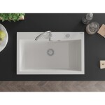 MEXEN MEXEN - Elix granitový drez 1-miska 800 x 500 mm, biela, sifón chróm 6527801005-20