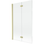 MEXEN - MIST vaňová zástena 110x150 cm 6mm 2-s, zlatá kartáčovaná, číra, ľavá 8A9-110-002-55-00-L