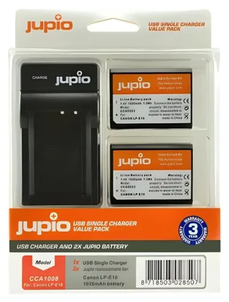JUPIO LP-E10 / Sada 2× akumulátor + nabíjačka / 1020 mAh / pre Canon (CCA1008)