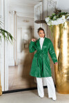 Sexy Koucla leather look coat with belt green Einheitsgroesse