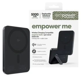 PanzerGlass empower Spin Stand Space Black / Powerbanka / 5000 mAh / otočný stojan (EM23165)