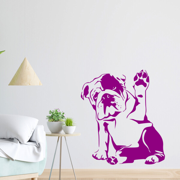 Veselá Stena Samolepka Buldog Farba: fialová, Veľkosť: 40 x 35 cm