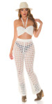 Sexy Set in crochet look Pants + Crop Top KHAKI Einheitsgroesse