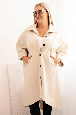 Dámska bunda Punto Plus Size s bavlnou a gombíkmi béžová UNI