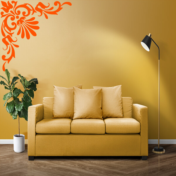 Veselá Stena Samolepka Ornament do rohu Farba: oranžová, Veľkosť: 40 x 40 cm