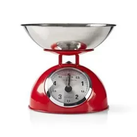 Nedis KASC110RD červená / Retro kuchynská váha / max. hmotnosť 5 kg / vyberateľná misa (KASC110RD)