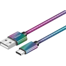 YENKEE YCU 351 Oceľový kábel USB-A 2.0 (M) - USB-C 2.0 (M) 1m dúhová / 480mb/s (8590669292240)