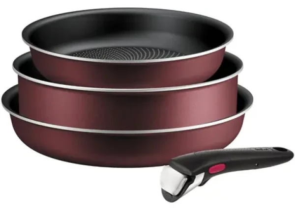 TEFAL Ingenio L7249302 vínová čierna / Sada riadu / 4 ks / 2x panvica / hlboká panvica 24 cm / odnímateľná rukoväť (3168430370616)