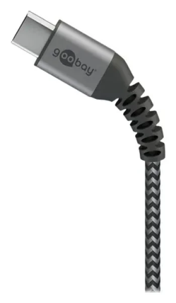 Goobay 49297 Space Grey/Silver / Dátový kábel / USB-C - USB-A / textilné opláštenie / kovové konektory / 2m (49297)