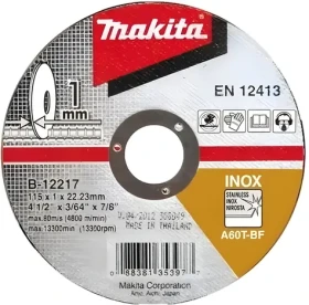 Makita Rezný kotúč na nerezovú oceľ / O 115 mm / otvor 22,2 mm / hrúbka 1,2 mm / suché rezanie (B-64587)