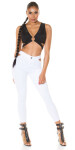 White Highwaist Jeans with cut-out White