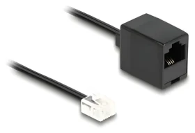 DeLock Kábel RJ11 (M) - RJ45 (F) 3M čierna / Telefónny kábel / Plochý (88094)