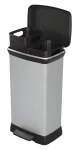Curver Deco Bin Duo strieborný / Odpadkový kôš / 2 x 23 l / dve komory na triedený odpad (252026)