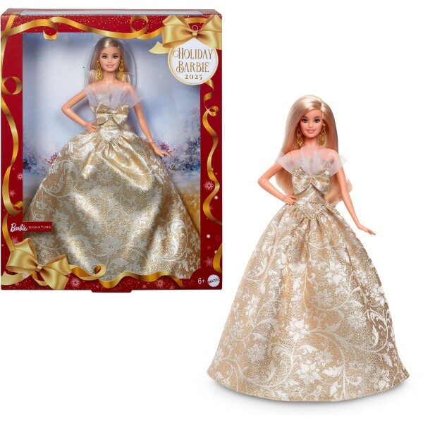 Barbie Vianočná bábika blondínka 2025