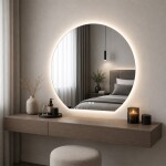 Mereo Zrkadlo okrúhle s rovnou hranou 80x74 cm, ambientné LED osvetlenie a odhmlievanie CN185