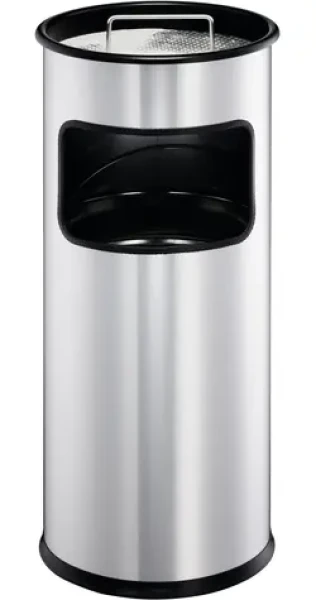 Durable Odpadkový kôš s popolníkom okrúhly strieborná / Odpadkový kôš / kov / 17 l / O26 cm (333023)
