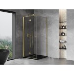 MEXEN/S - Mist-F sprchovací kút skladacie dvere ľavá 90 x 90, transparent, zlato 8A6T-090-090-50-00-L