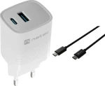 Natec Ribera NUC-2140 čierna / Nabíjačka / 1x USB-A + 1x USB-C / 3 A / kábel USB-C - USB-C 2 m (M-9120717)